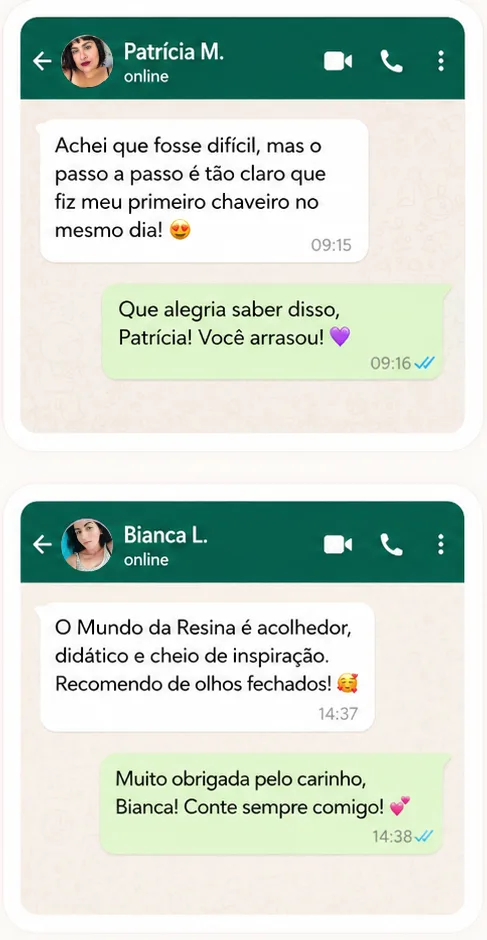 Depoimento de aluna 2 do Mundo da Resina